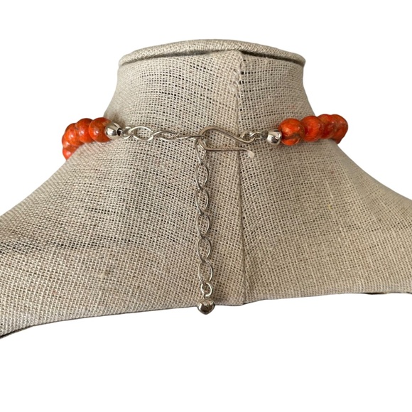 JTV Orange Beaded and Red Sponge Pendant Necklace and Earrings Set - Picture 3 of 6